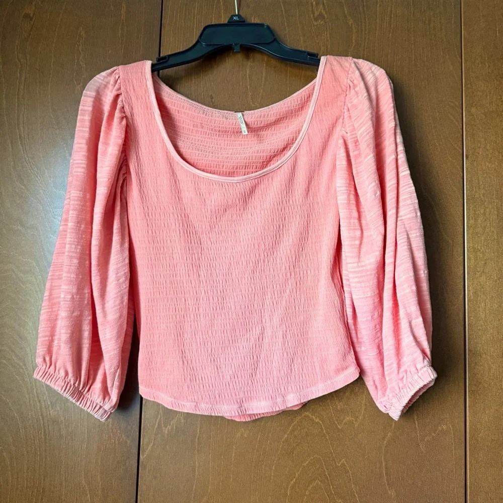 Free People Day Lily Top in Peach Terra Cotta Pink Sz Med